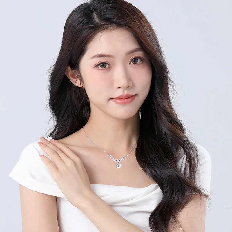 925 قلادة فضية VVS1 D اللون 1ct مويسانيتي قلادة رائعة ضوء مجوهرات فاخرة هدية عيد الحب #4