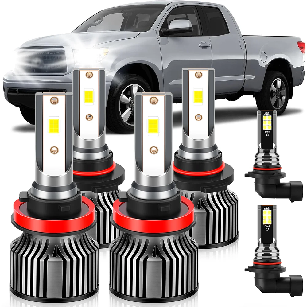 

6pcs Super Bright Headlight for Toyota Tundra 2007-2013 LED Bulbs Combo High Low Beam and Fog Lights 6000K White