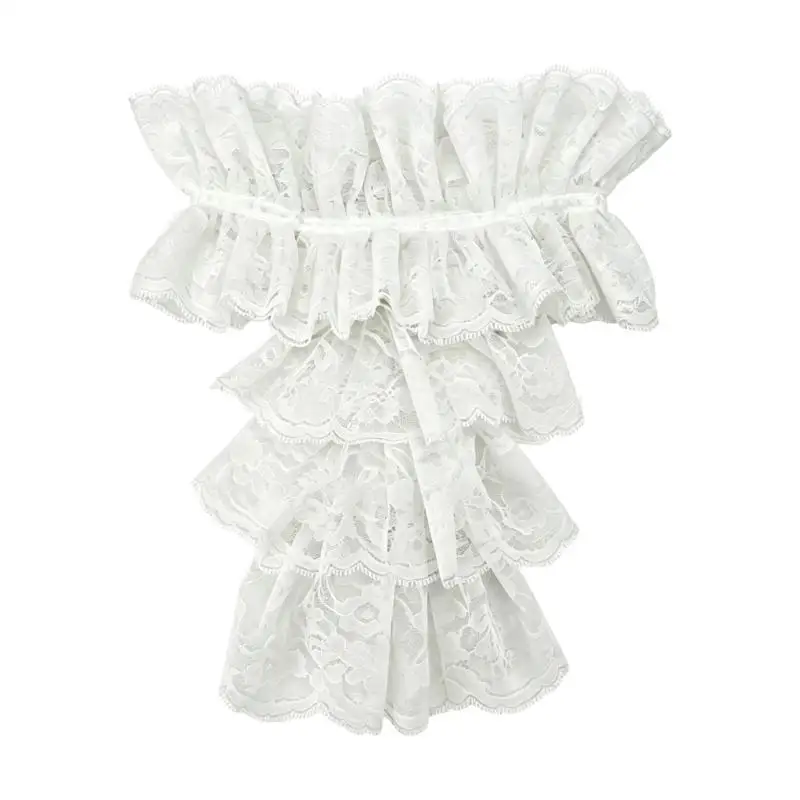 31BB Layered Gathered Costume Collar with Back Hook-and-Loop Closure, Jabot Neckwear for Stage Costumes, Performances, and