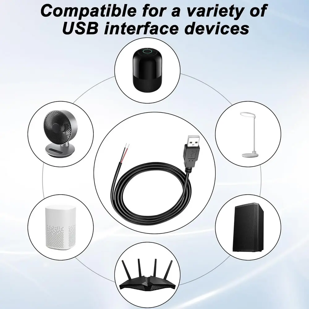 تيار مستمر 2 دبوس USB كابل الطاقة USB ذكر أنثى إلى 2 الأساسية تمديد الحبل لمعدات 5 فولت تثبيت DIY استبدال أجهزة الإصلاح #6