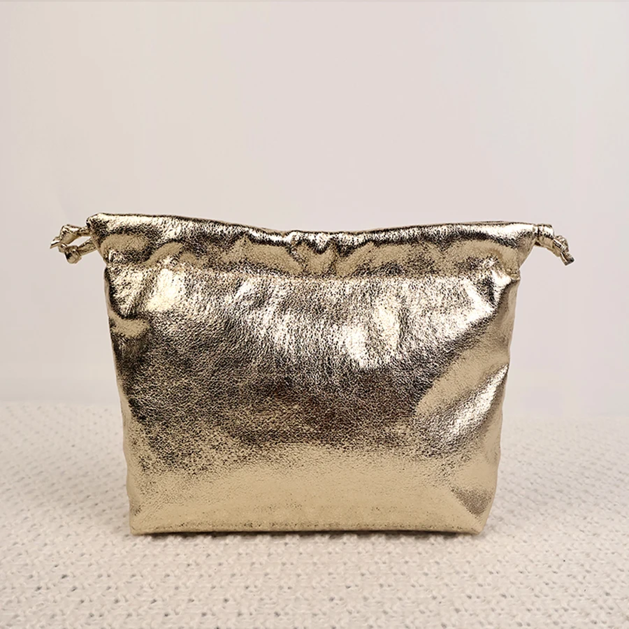 Goldene Abendtasche mit Kordelzug, leicht, tragbar, für Sonntagspartys, zum Einkaufen, vielseitige Handtasche zum Aufbewahren von Mobiltelefonen, Umhängetasche – Detail 3