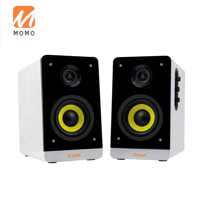 Piano Painting Bookshelf Speaker White Color Bookshelf Speaker 40W Home Audio Speaker Aux in