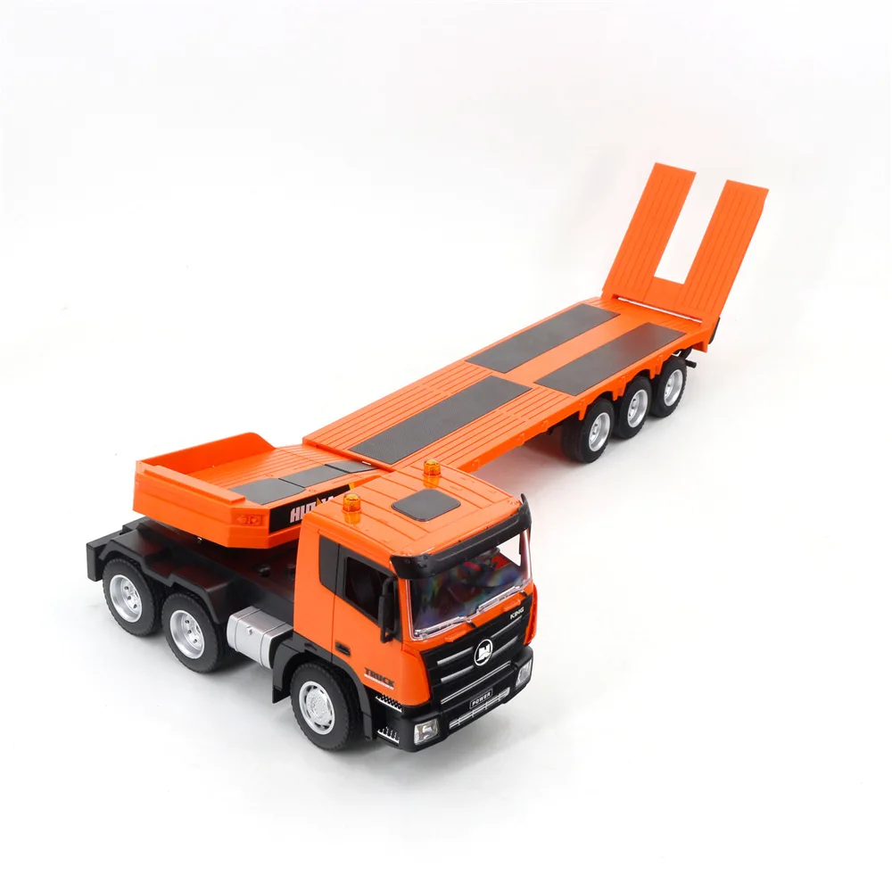 1319 Huina Cross-border New Excavator Nine-channel Remote Control Flat Trailer 1:24 Simulation Engineering Car Children's Toys