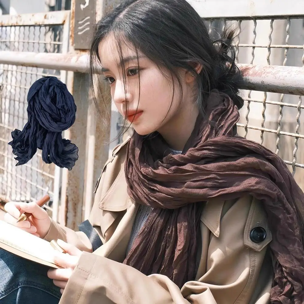 للجنسين الشتاء بلون القطن القنب مطوي وشاح الرجعية لينة طويلة منديل سميكة الدافئة الباردة في الهواء الطلق التزلج الرقبة أدفأ