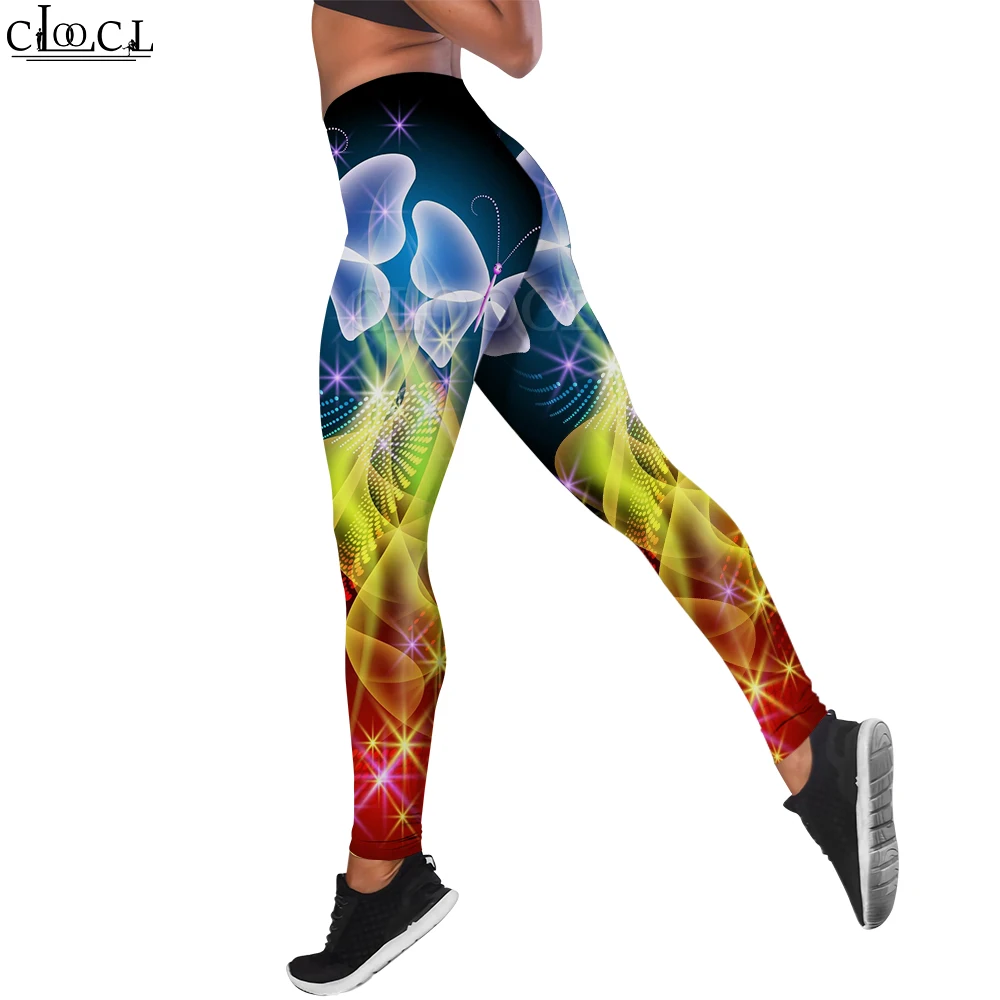 CLOOCL Printing Leggings Gorgeous Butterfly Pattern Trousers Yoga Jogging Gym Fitness Butt Lift Leggings Tights Y2k Pants Femme