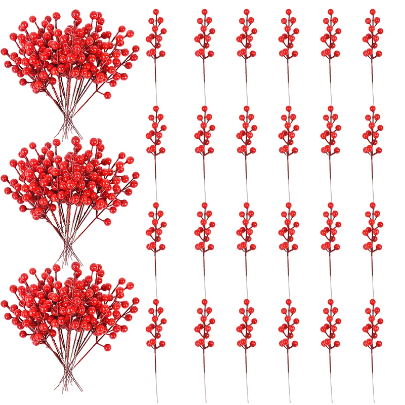 

10Pc Red Artificial Christmas Berry DIY Xmas Wreath Accessories Home Decor Fake Plant Christmas Decoration Navidad New Year 2025