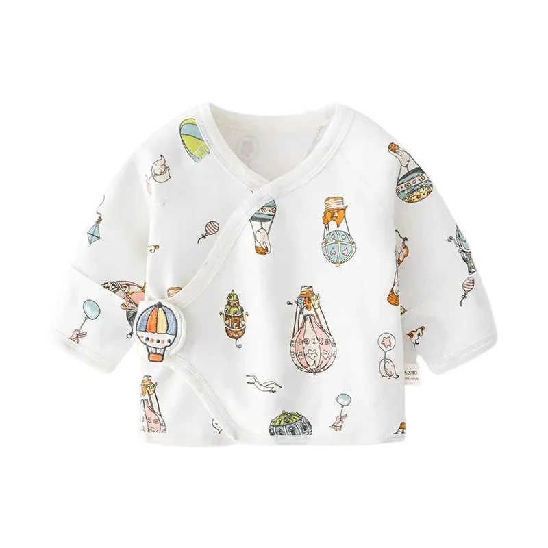 Newborn Baby Spring Autumn Long Sleeve Half Back Shirt Soft Breathable Infant Toddler Half Back Top