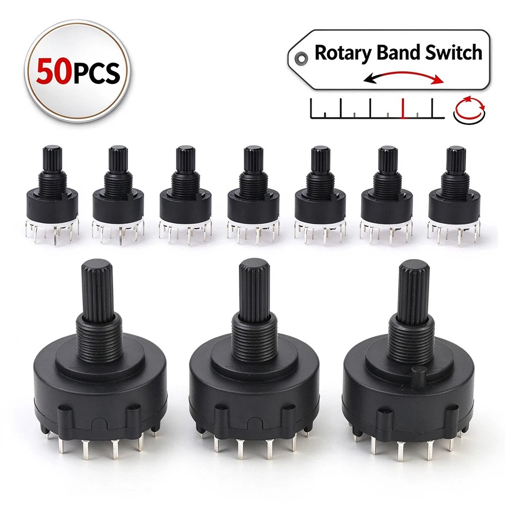 50PCS RS16 RS26 Rotary Band Switch 1P12T 2P6T 3P4T 4P3T 1P5T Rotary Switch Band Switches
