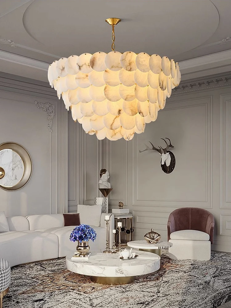 Led Art Deco Natural Marble Disc Series Chandelier Lighting Lustre Suspension Luminaire Lampen For Dinning Room Kitchen Island