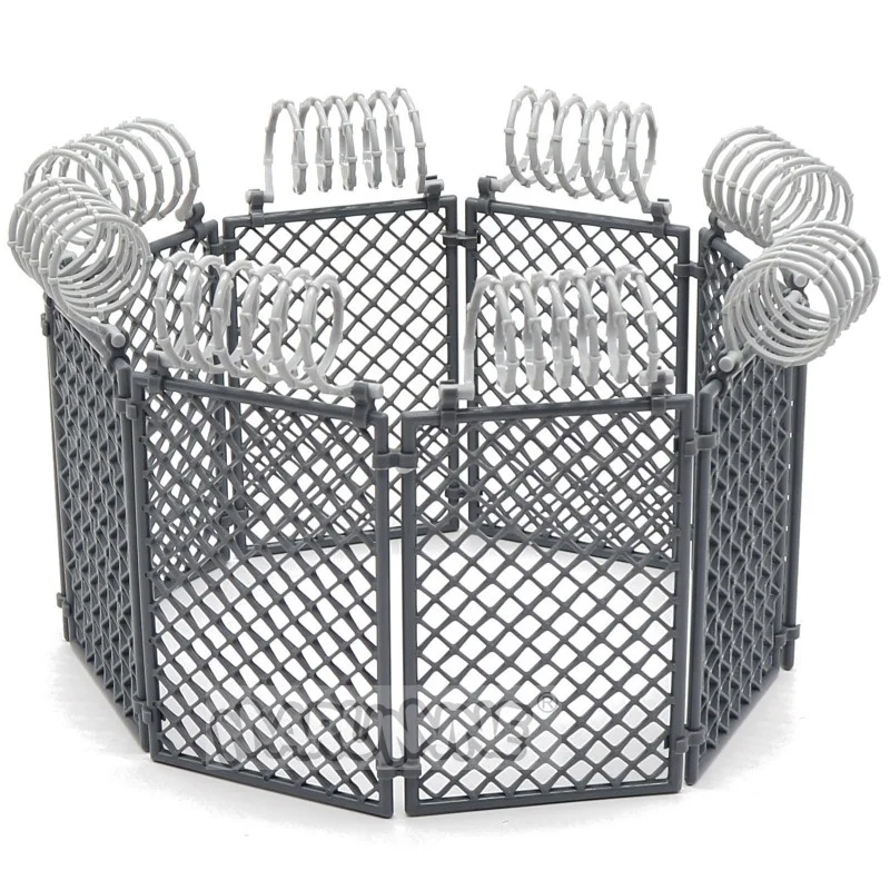 MARUMINE 60 قطعة MOC اللبنات العسكرية Penitentiary مجموعة الشرطة الطوب اكسسوارات واقية صافي شبكة سلكية جدار عزل