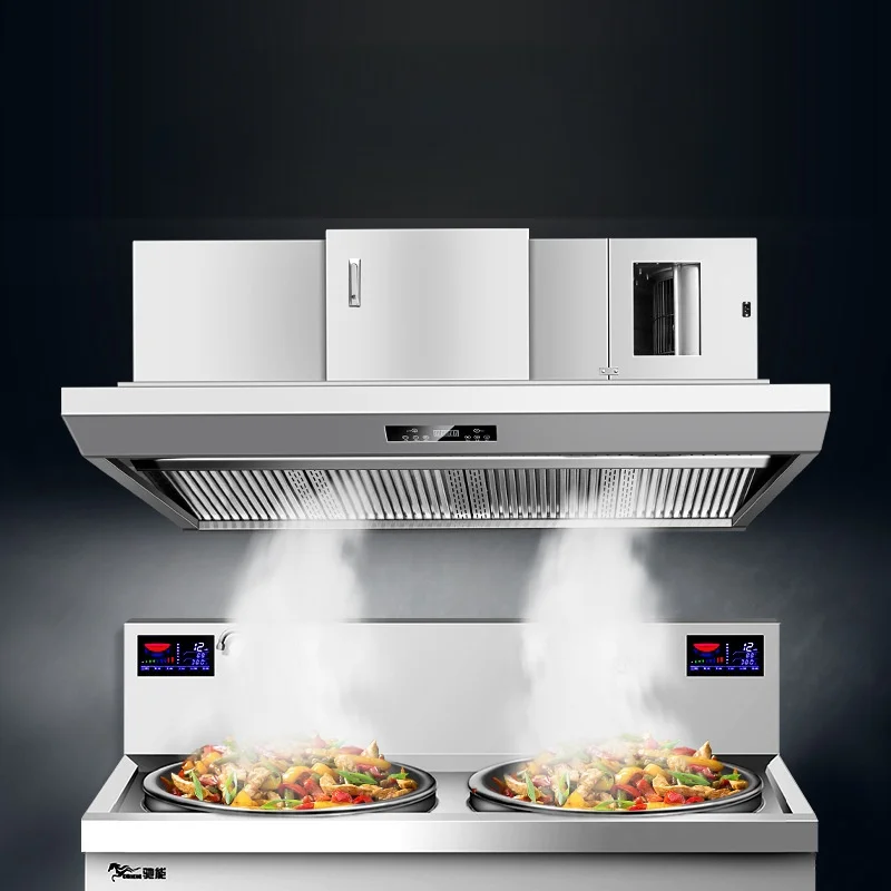 Commercial Kitchen Stainless Steel Range Hoods Gas/Electric Powered Extractor Fresh Air Hotel Kitchen Island Use Exhaust Hood