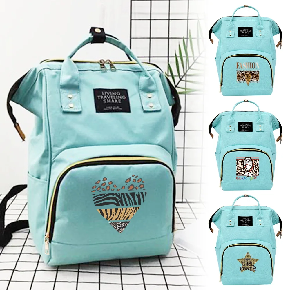 

Mummy Bag Infant Nursing Products Milk Bottle Organizer Leopard Series with Compartments Large Capacity Mommy Diaper Backpack