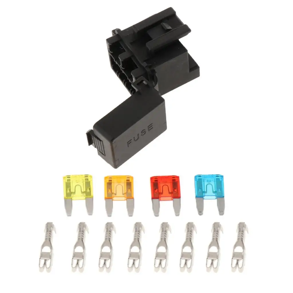 Automotive 4 Way Fuse Holder Box + 1 Relay Socket For Truck/SUV/Trailer/RV Car Electronics Installation Fuse Holders Automotive