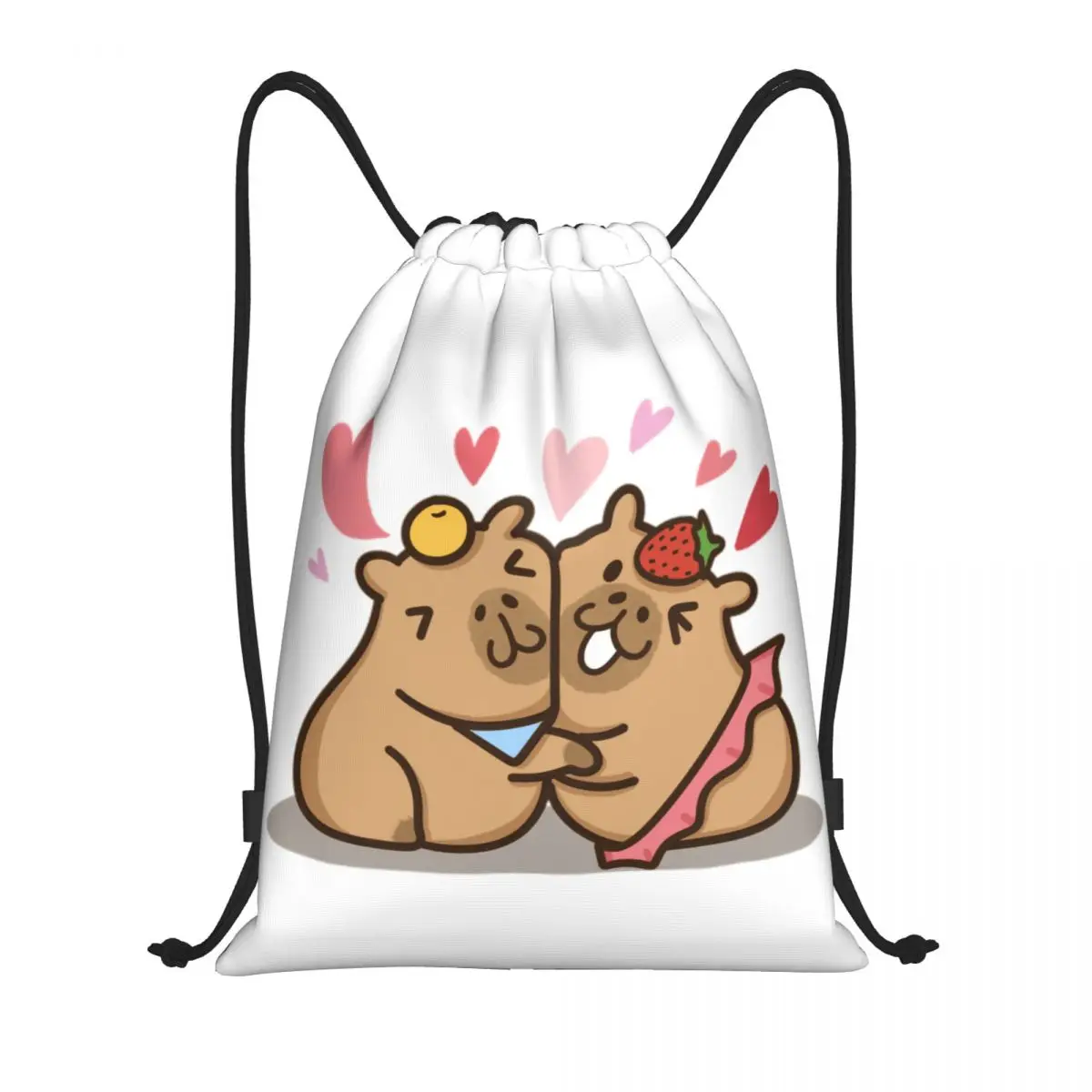 Cartoon Animal Pets Capybara Drawstring Backpack Sports Gym Bag for Men Women Shopping Sackpack