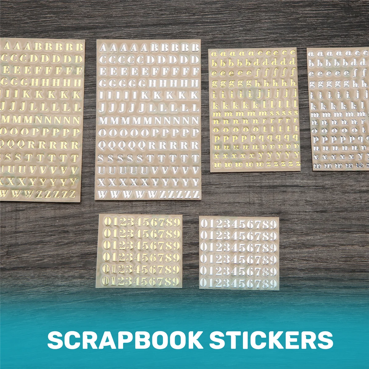 6 Sheets Small 0.12 Inch Alphabet Number Stickers Glitter Alloy Self Adhesive Letters Stickers Gold/Silver (3mm) HGC