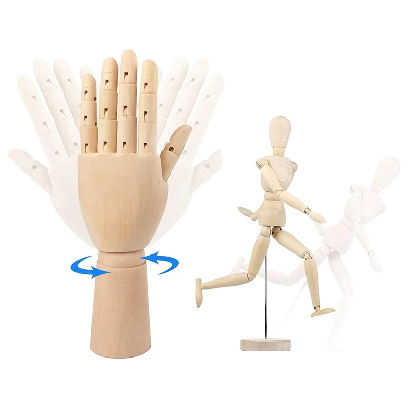 PWS Artists Wooden Drawing Figure Mannequin Human People Dolls Figure Manikin Supplies Stop Motion Figure Kit Drawing Tools