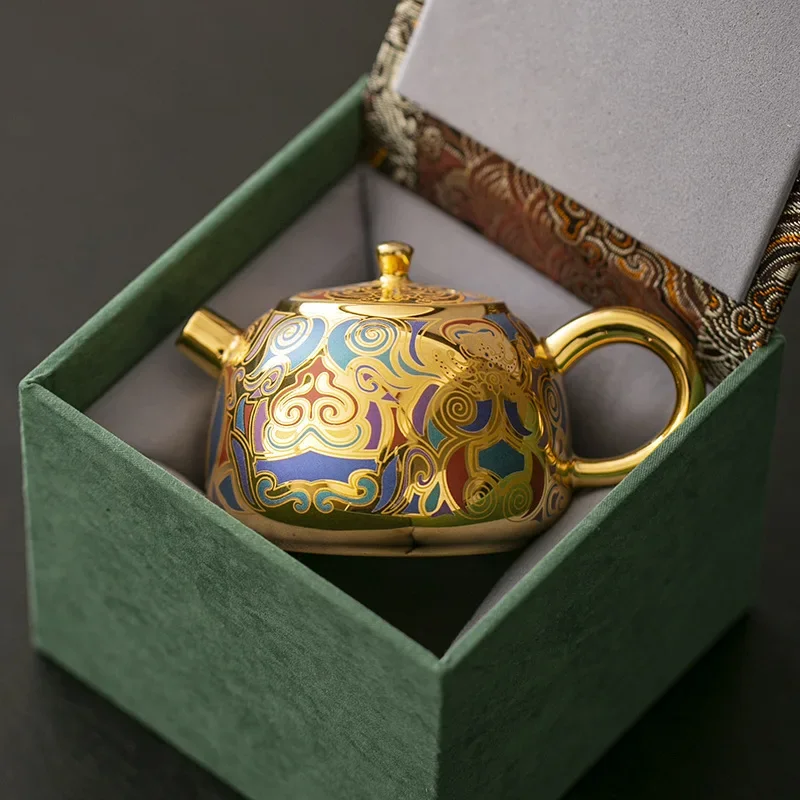 merchandise Thangka gold and silver wrong Chen Desheng tea ceremony ceramic teapot gilt Xishi pot enamel color Guochao court