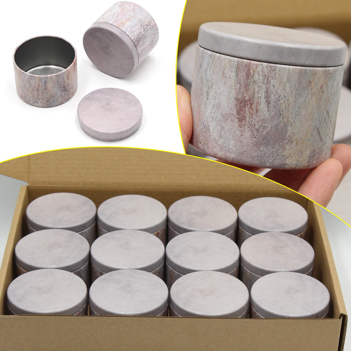 12pc Premium 4oz/8oz Candle Tin Set - Long-lasting Burns, Aesthetic Tinplate Lids, Durable & Reusable for Homemade Candles