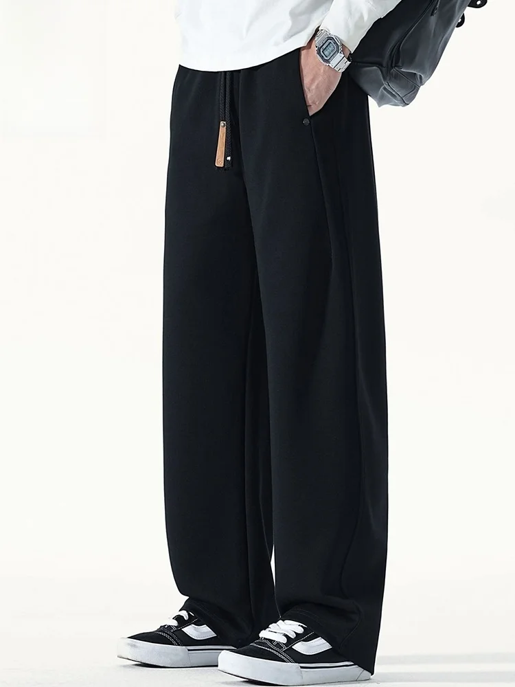 

Men's Casual Pants Spring 2026 Loose Straight Leg Dstring Sport Trousers Drapey Comfortable mid Waist Elastic