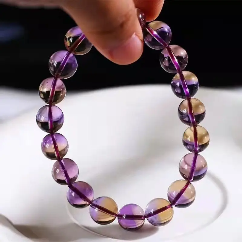 Natural Amethyst Ametrine Ball Beautiful Citrine Single-Wrap Bracelet Crystal