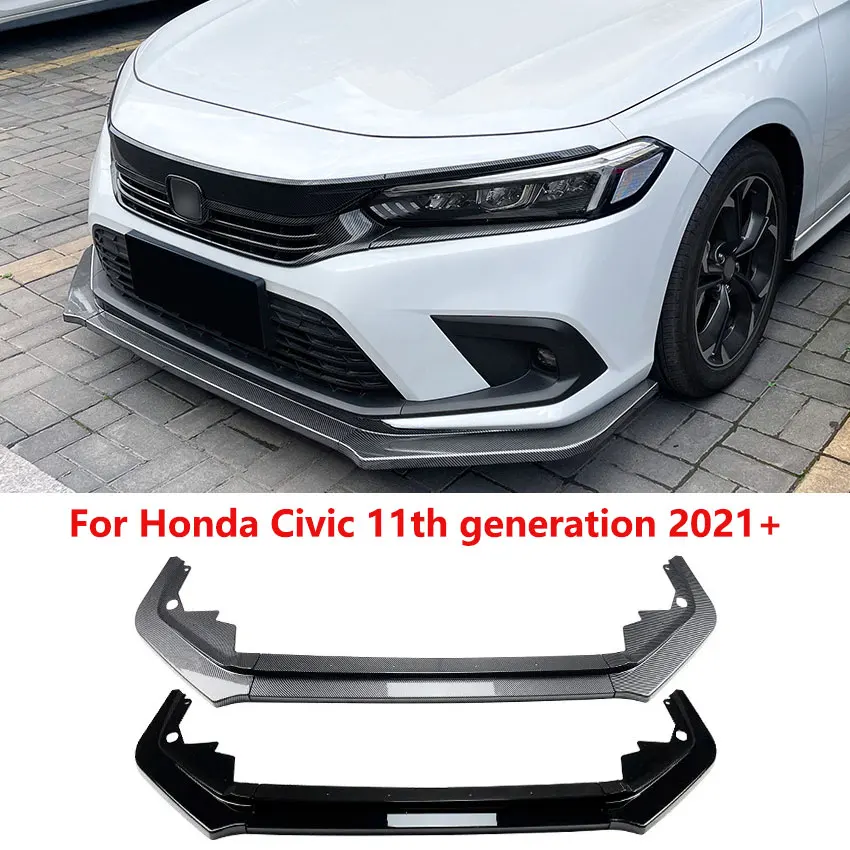 

Car Front Bumper Lip For Honda Civic 11th generation 2021+ Front Shovel Spoiler Splitter Exterior Guard Decoration Modification