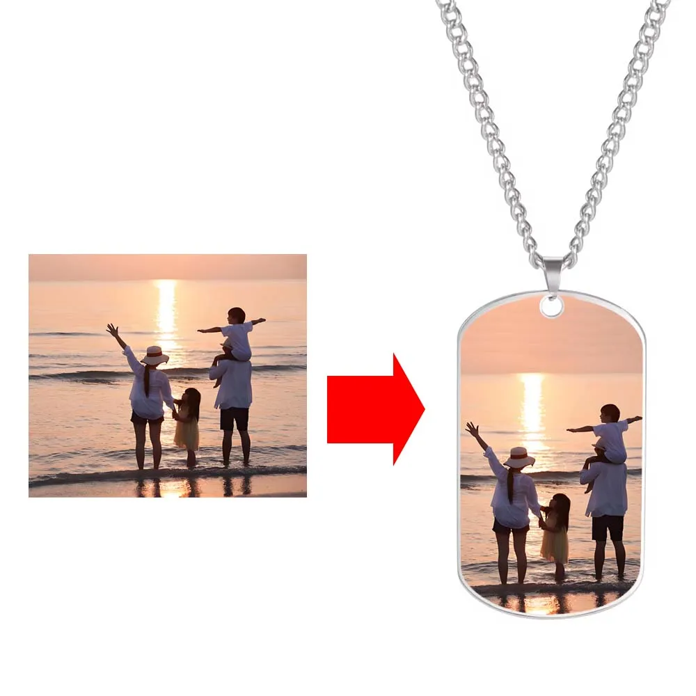 Print Photo Necklace Personalized Custom Gift For Men Woman Couple Family Father Chain Stainless Steel Memorial Souvenir Jewelry