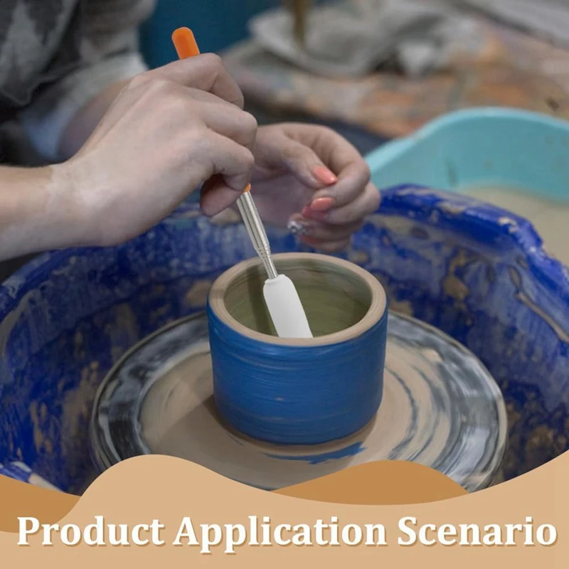 N85R-3PCS 도자기 용 텔레스코픽 스폰지 스틱, 도자기에서 물 제거를위한 스테인레스 스틸 핸들 흡수성 스폰지 헤드