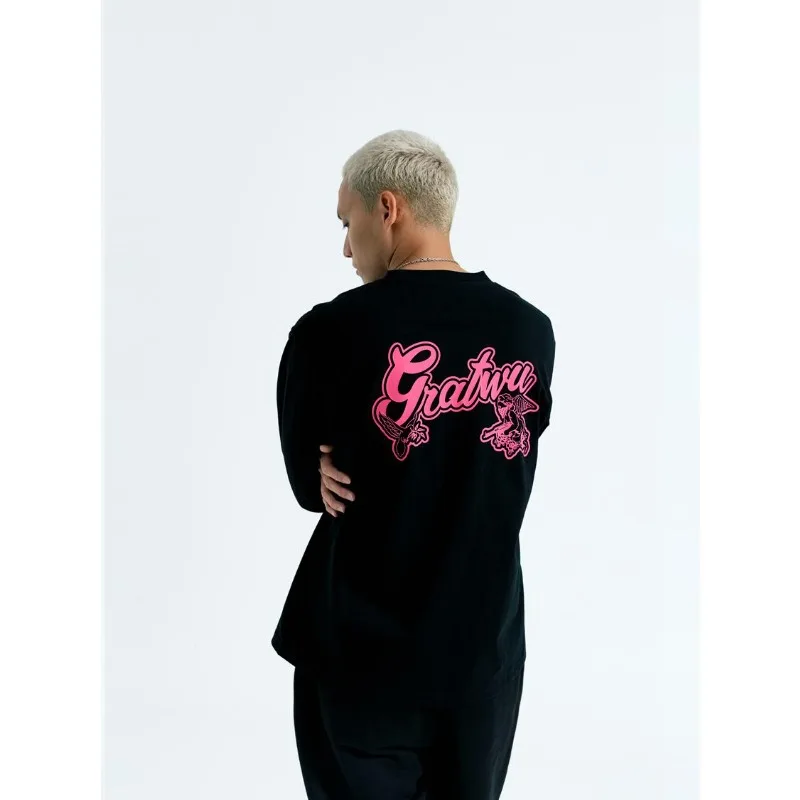 

Нишевая футболка с длинными рукавами в американском стиле хип-хоп, уличная одежда свободного кроя на осень и зиму, модный трендовый быстросохнущий топ