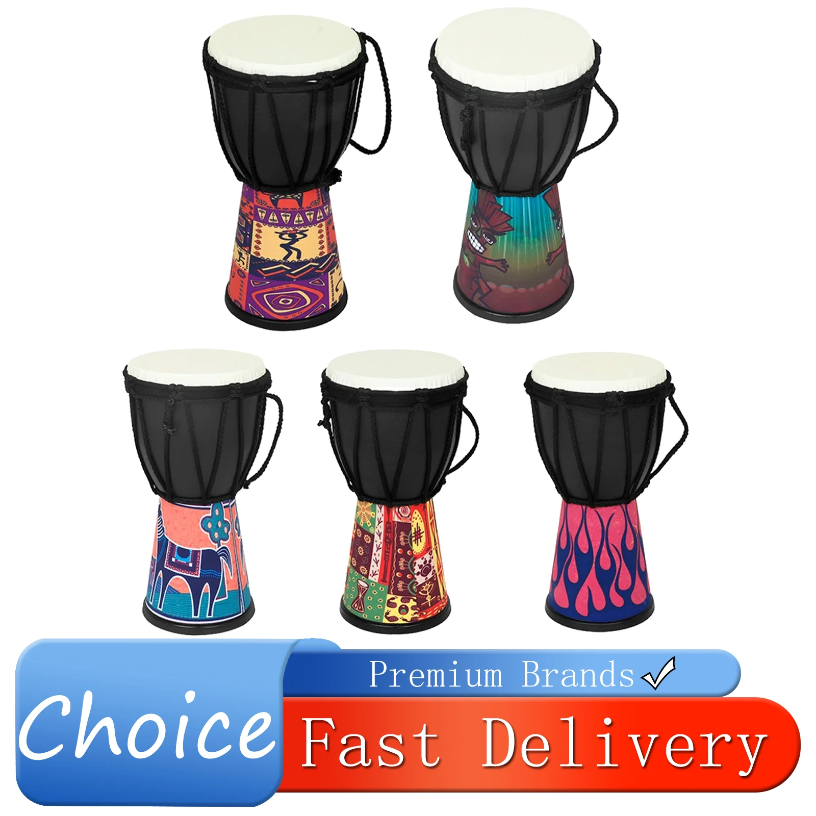 IRIN 4 inch African Drum Handheld Children's Drum Gifts Portable Snare Drum ABS Drum Cavity Orff Percussion Musical Instruments