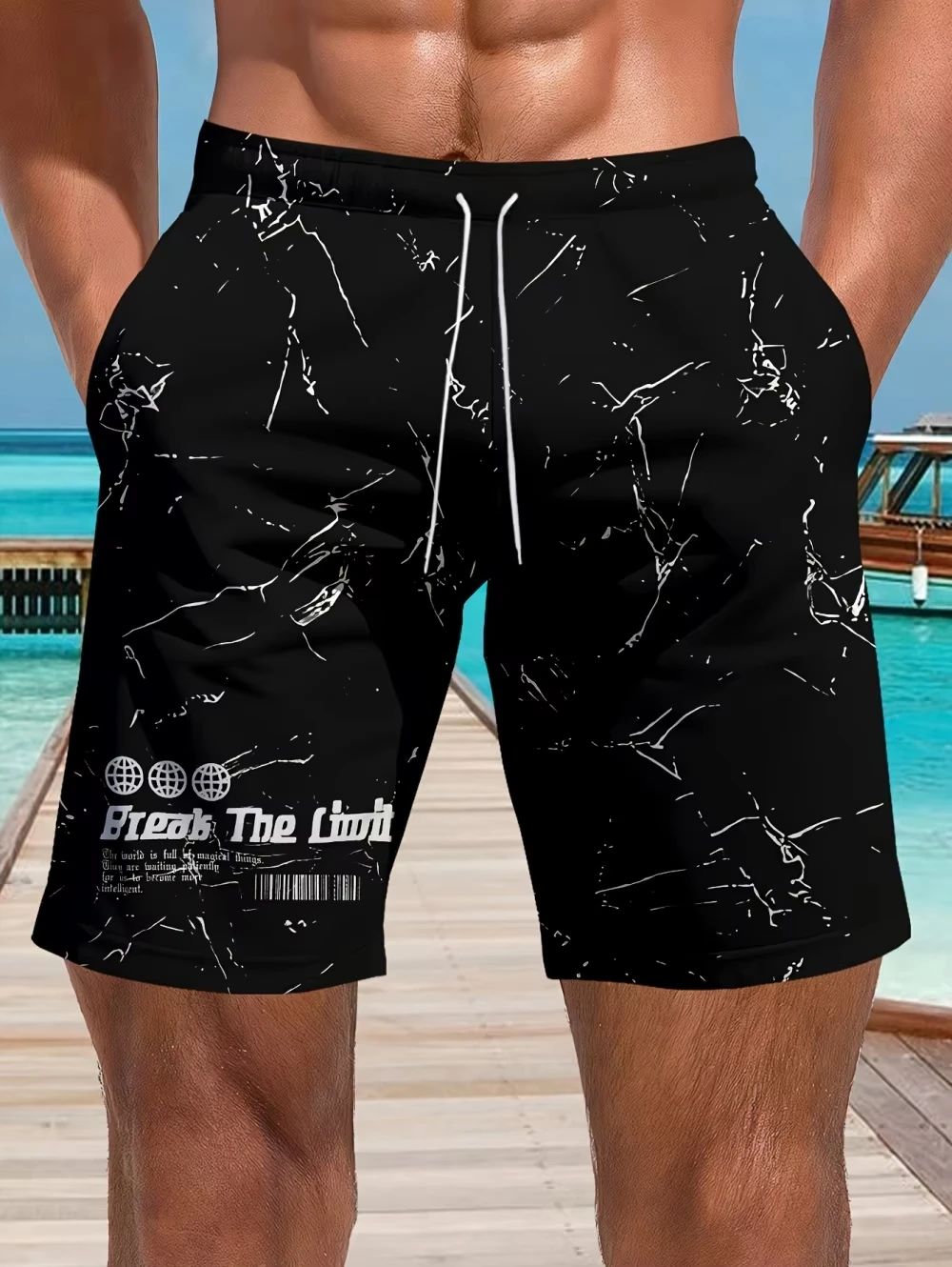 

Summer Men's Hawaiian Shorts Adjustable Drawstring Regular Fit Casual Stylish Outdoor Beach Quick-Dry Oversized Men's Clothing