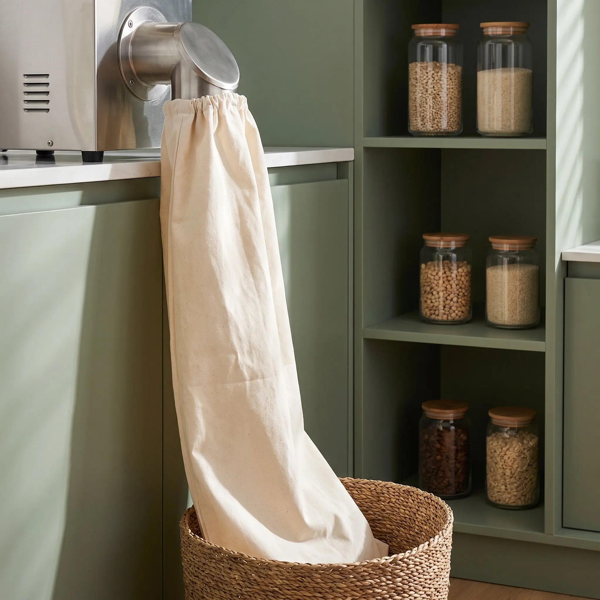 2Pcs Grain Mill Collection Bags Canvas Fabric Dust Control Outlet Sleeve Collection Socks for Milling Machine Discharge Grain
