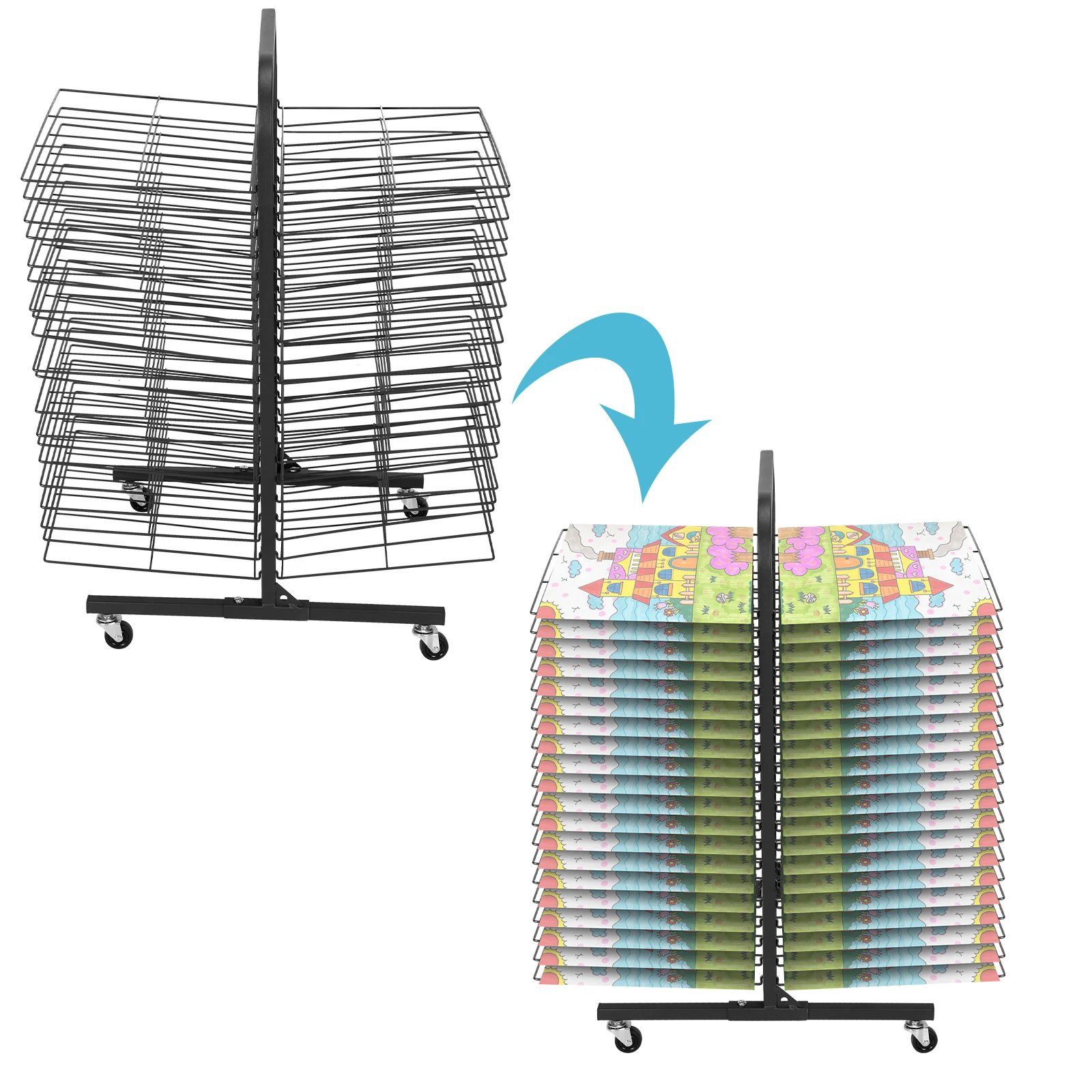 

Painting Drying Rack with 40 Removable Shelves with 4 Caster Wheels Paint Drying Stand Rack 17.7x25inch for Classrooms & Studios