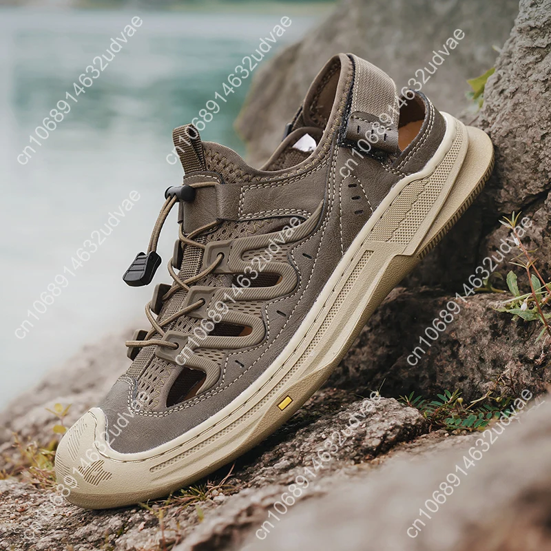Sandali da uomo estivi Scarpe casual da uomo in vera pelle Sandali da uomo in pelle da esterno per uomo Scarpe da spiaggia Scarpe da uomo romane