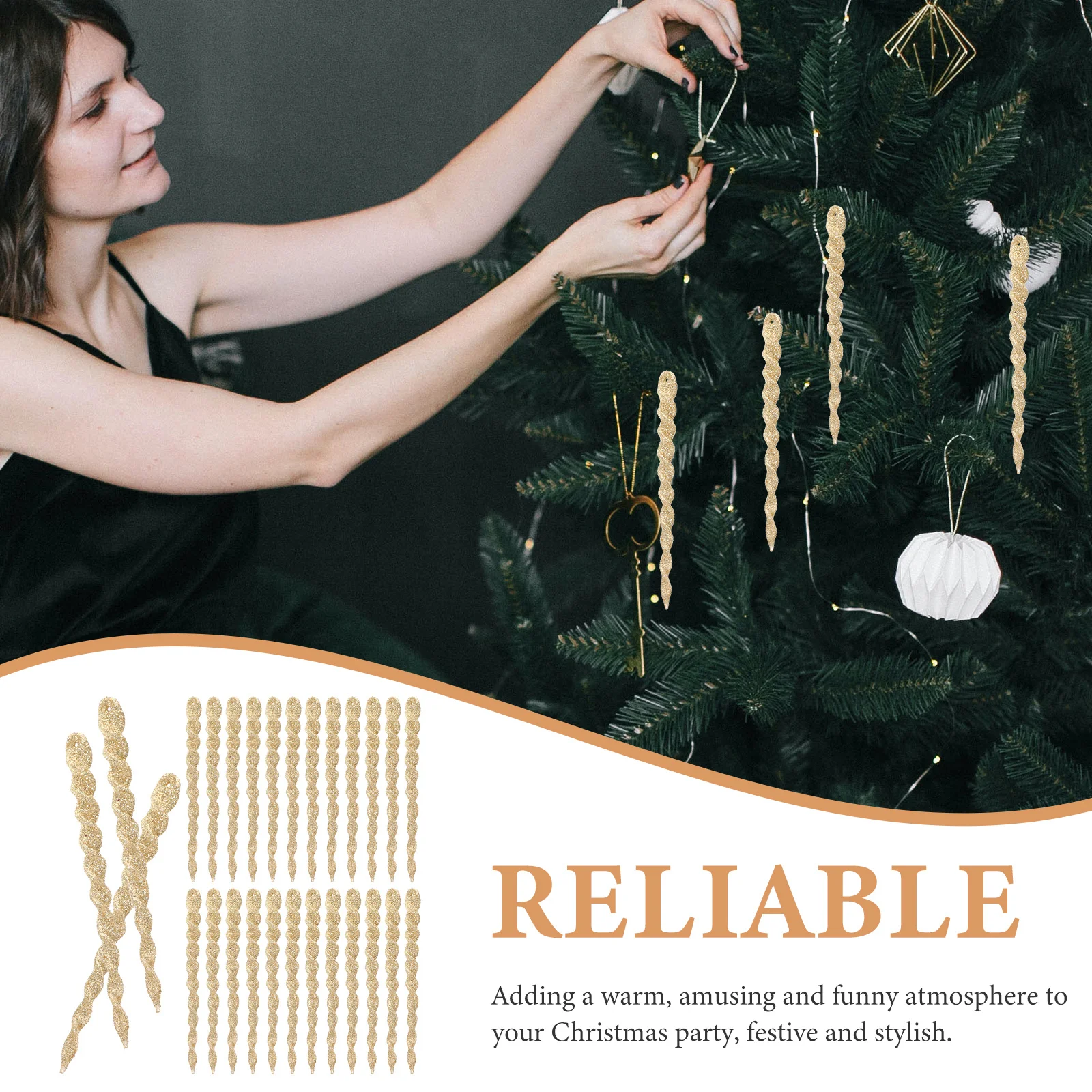 

60Pcs Ice Crystal Ornament Christmas Tree Decoration Xmas Party Favor Hanging Decors Glitter Xmas Tree Pendant