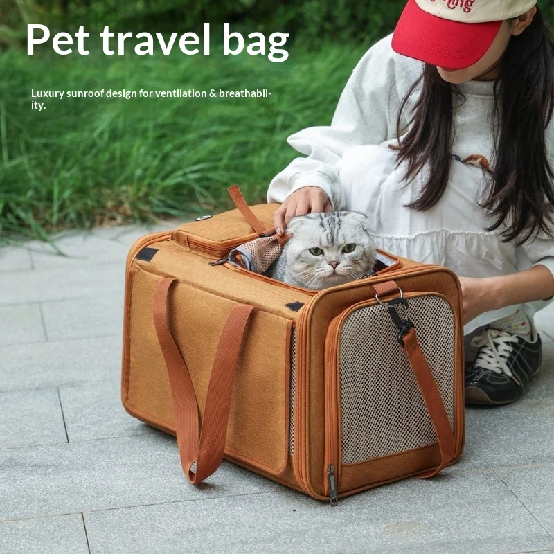 

Pet bag Portable car Large capacity breathable Portable going out Crossbody folding cat bag