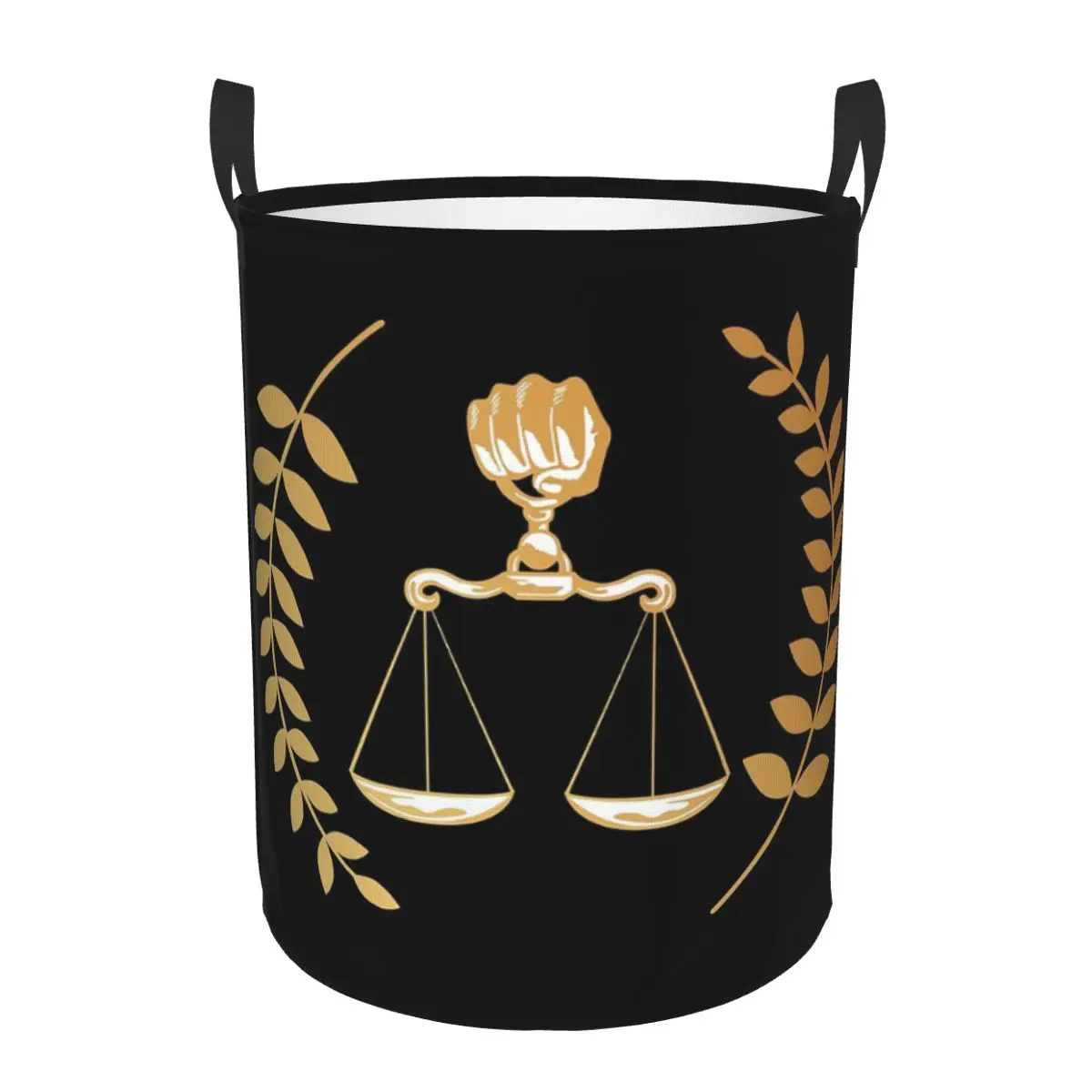 Gold Scales Of Justice Law Logo Lawyer Legal Party Dirty Laundry Baskets Large Waterproof Clothes Toys Basket For Home Kids