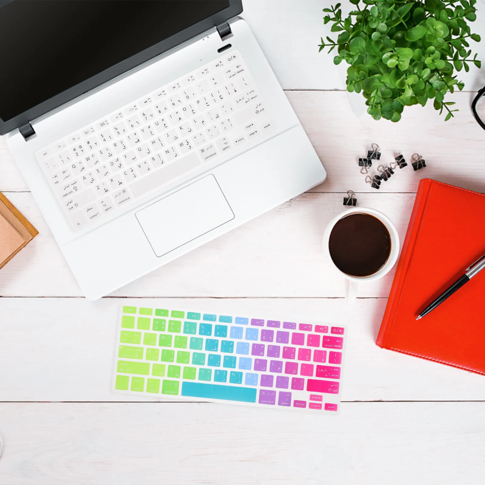 

2Pcs Arabic Keyboard Skin for 13 Inch Laptop Silicone Cover Waterproof Anti Scratch Protective Film Typing Friendly Protector