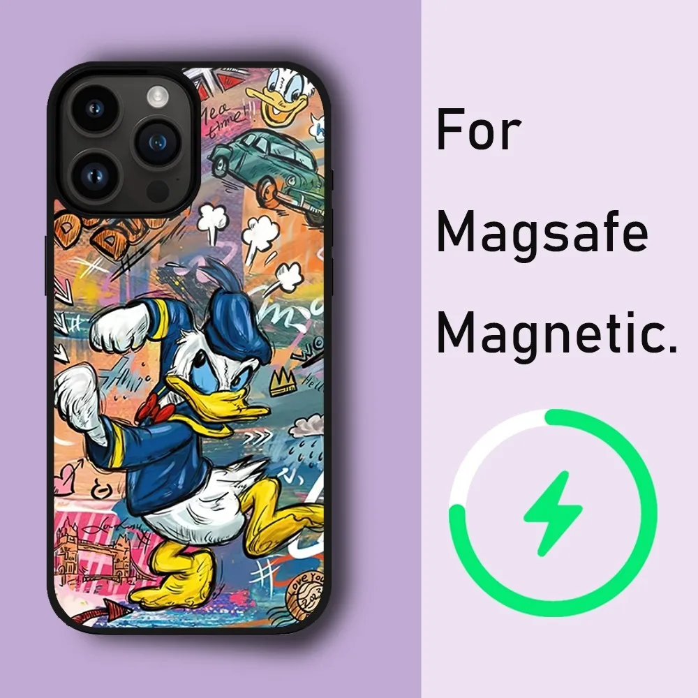 MINISO DISNEY Donald Phone Case For iPhone 15 14 13 12 11 Pro Max Plus Phone Magnetic for Macsafe Cases Cover