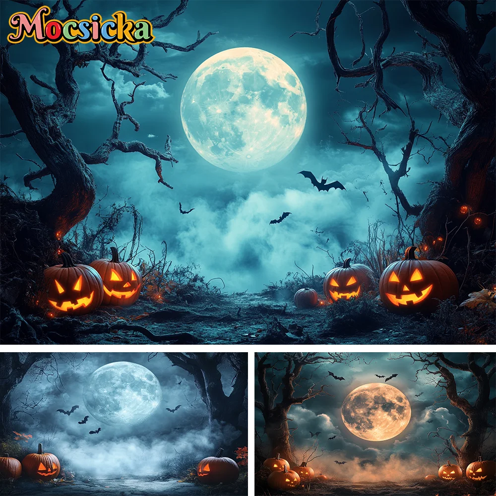 

Halloween Photography Backgrounds for Photographs Castle Horror Misty Skeletons Graveyards Halloween Party Photozone Backdrop
