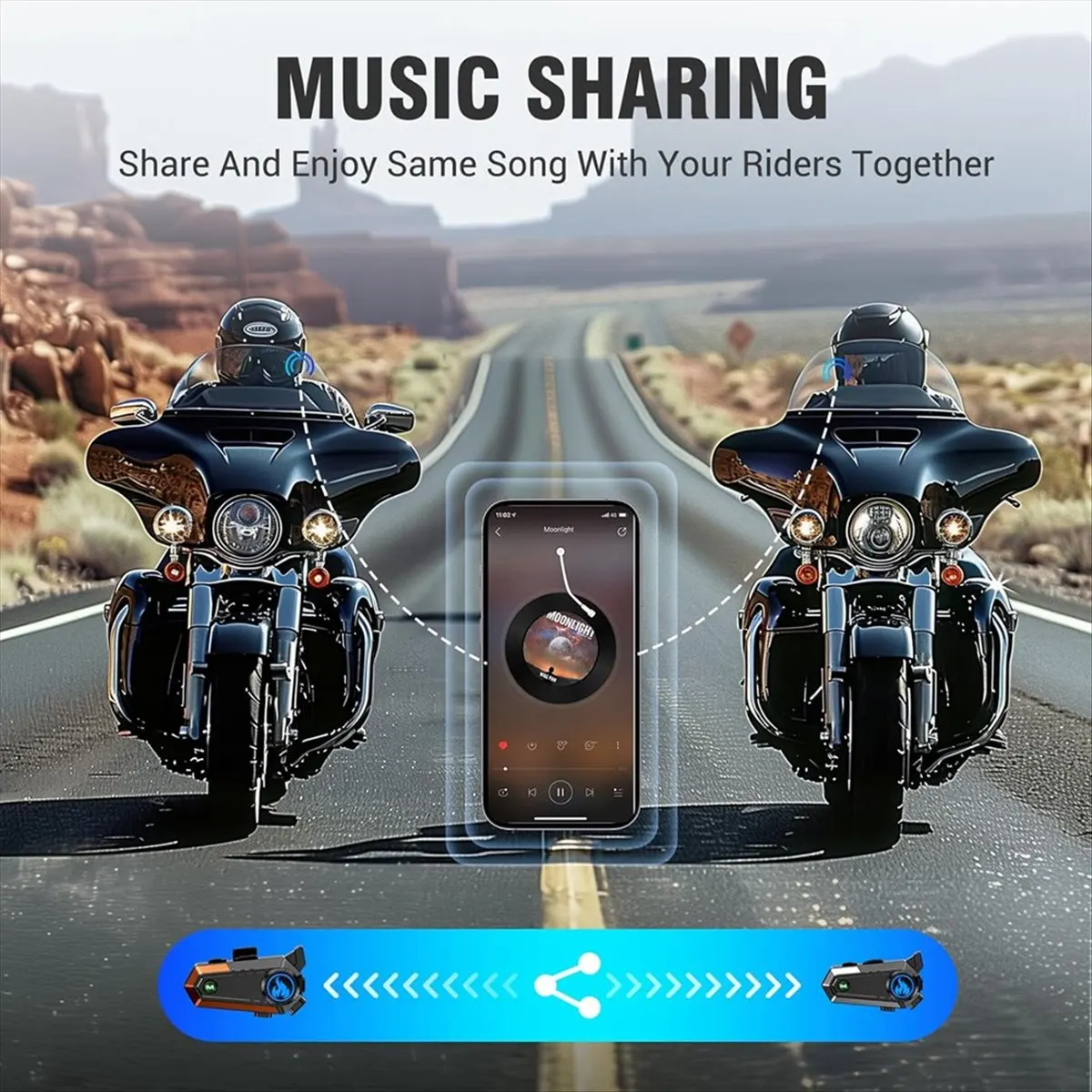 SWXF دراجة نارية خوذة سماعة رأس بخاصية البلوتوث مع 2 نوع ميكروفونات، الاتصال الداخلي/مكالمات بدون استخدام اليدين/الموسيقى/مقاوم للماء/إلغاء الضوضاء، C9