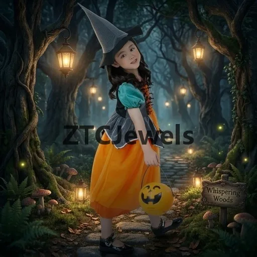 Pumpkin Witch Costume Halloween Carnival Puff Sleeve Orange Fancy Dress Party Uniform Cute Cosplay Outfit for Kids view 4