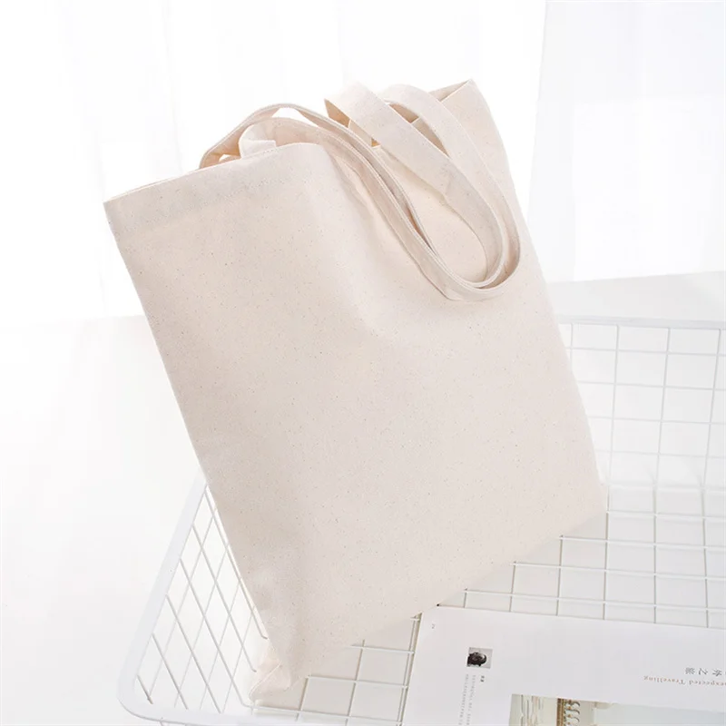 Canvas Bags Blank White Canvas Shopping Bags Women Men Handbags Tote Bags Reusable Cotton Large Capacity Grocery Bag Wholesale