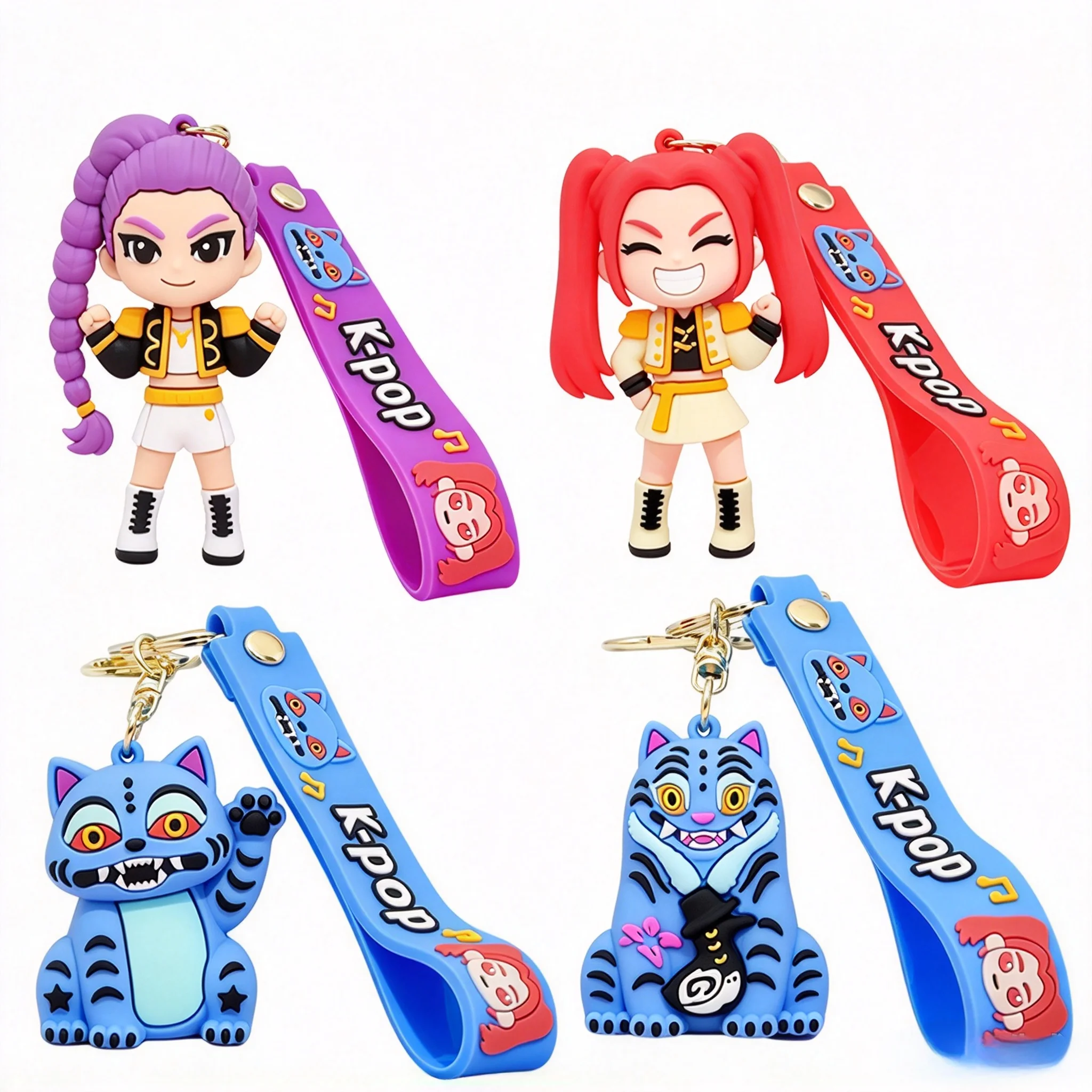 6-Pack KPOP Keychains Tiger Image PVC Girl Group Doll Keychains Cute Harajuku Style Key Rings Decorations Suitable for Kids - view 5