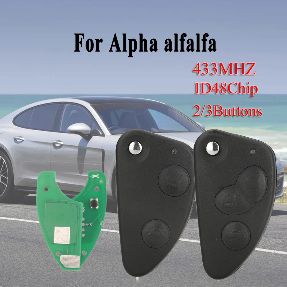

Jingyuqin 2/3 кнопки откидной смарт-брелок с дистанционным управлением 433 МГц ID48 чип для Alfa Romeo 147 156 166 GT с необрезанным лезвием SIP22