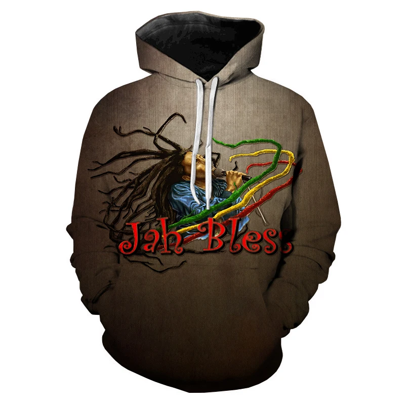 2023 Jah Bless Men Women Fashion Casual 3D Hoodies Cool Oversized T Shirt Reggae Music Bob Marley Sweatshirt Hoodies