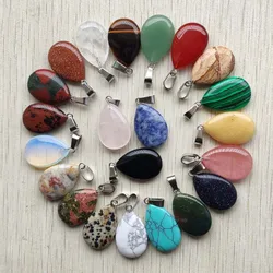 Wholesale 50pcs/lot 2023 trendy hot sell natural stone water drop shape pendants  charms for Necklaces making Fast shipping