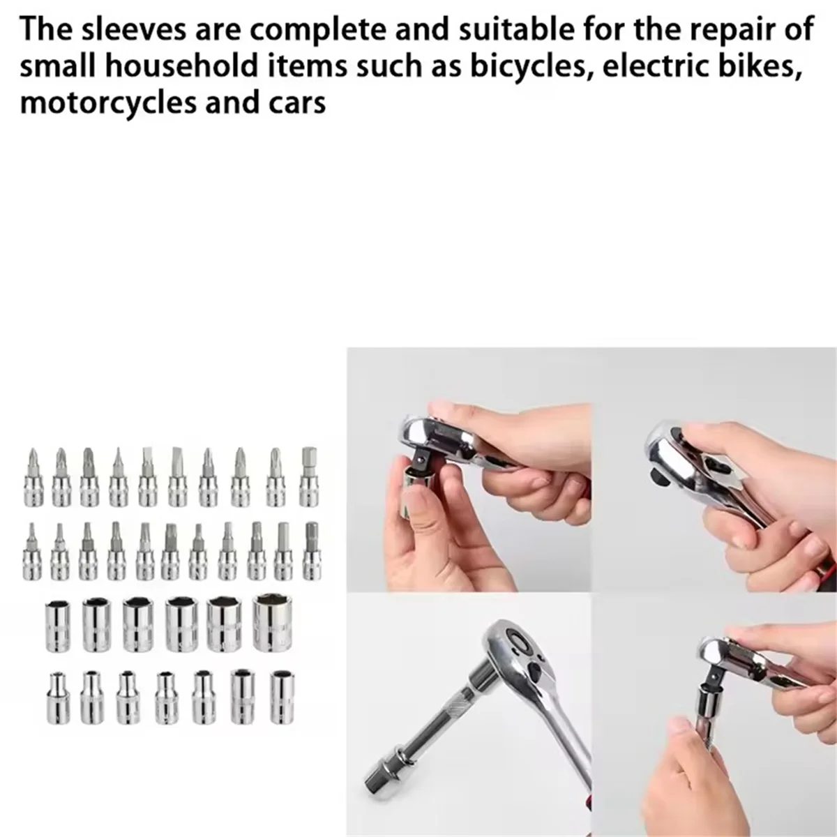 A83Z 46pcs 1/4 Inch Drive Socket Set for Motor Ratchet Wrench Set Motorcycle Tool Kit,Bit Socket Wrench Set Tool Set Red
