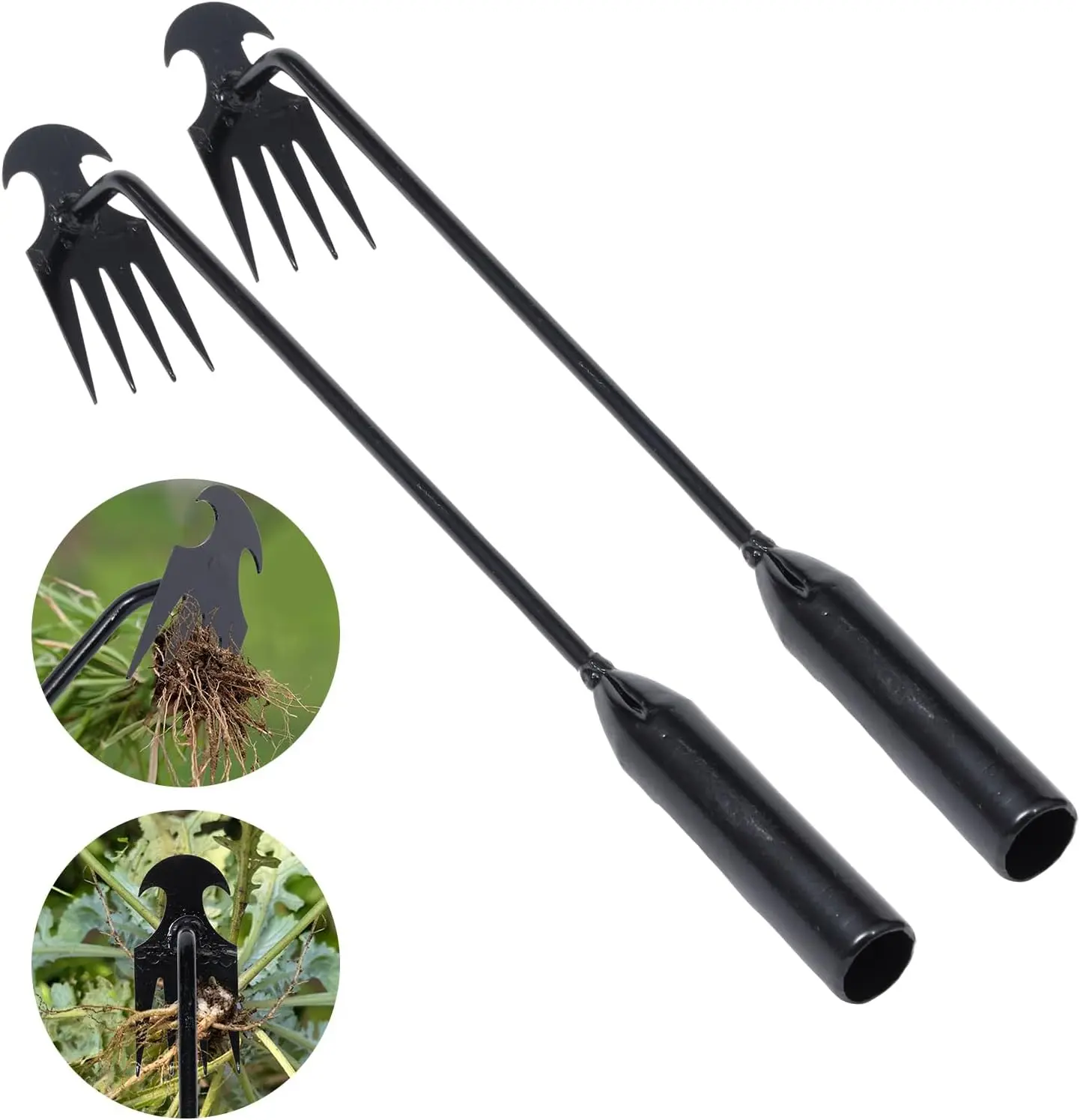 

4-Tine Manganese Steel Weed Puller, 16-Inch, 2-Pack for Easy Garden Weeding