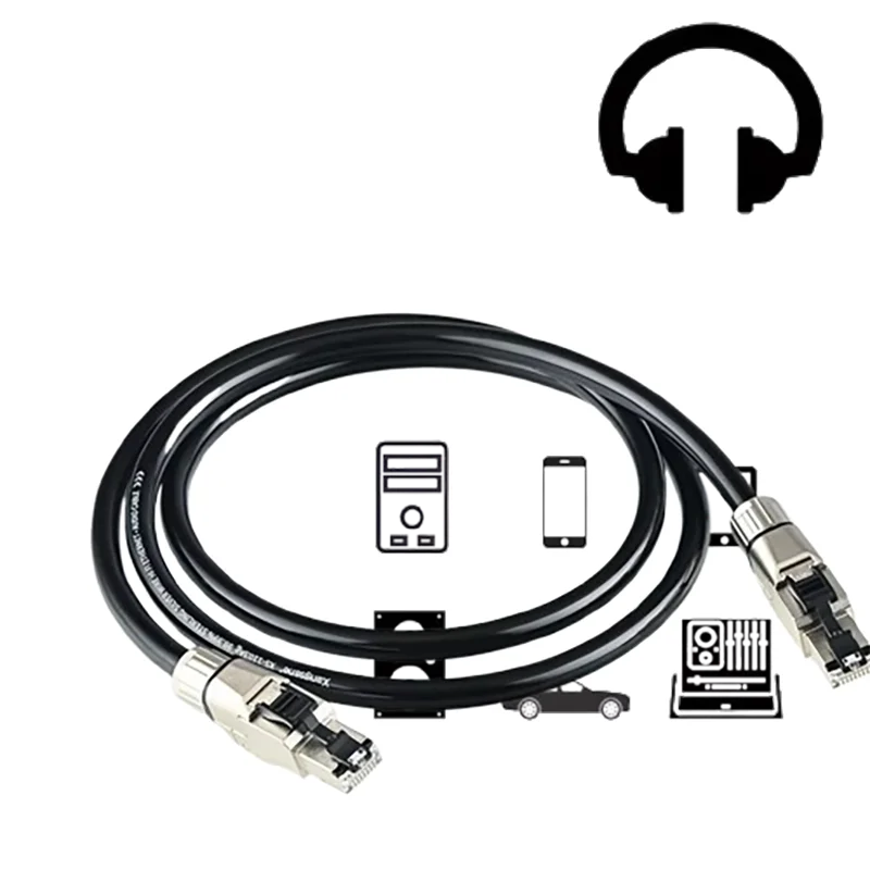 

German-Engineered Audiophile CAT8 Ethernet Cable: 99.99% Silver Conductor, 40Gbps/2000MHz with Crystal-Forged RJ45 Terminals​​