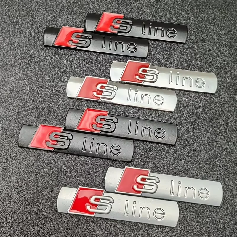 Image of 2 stücke 3D Metall Sline Logo S LINE Emblem Auto Kotflügel Abzeichen Aufkleber Für Audi A1 A2 A3 A4 A5 A6 a7 Q2 Q3 Q5 Q7 SQ5 RS5 TT Zubehör